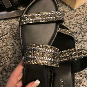 Black sparkly sandals